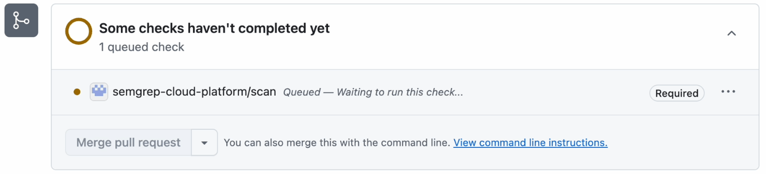 Sample pull request showing the status of a diff-aware scan.
